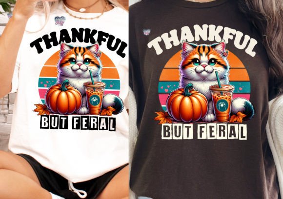 Charming Autumn Vibes: The Cute but Feral Cat PNG Thankful Fall Collection