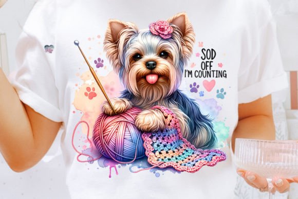 Yorkshire Terrier Dog Mama PNG Crochet for Creative Projects